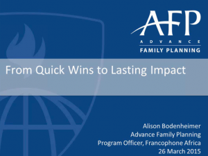 Update: Recording Available For The Webinar "Family Planning Advocacy: The Power Of Quick Wins"