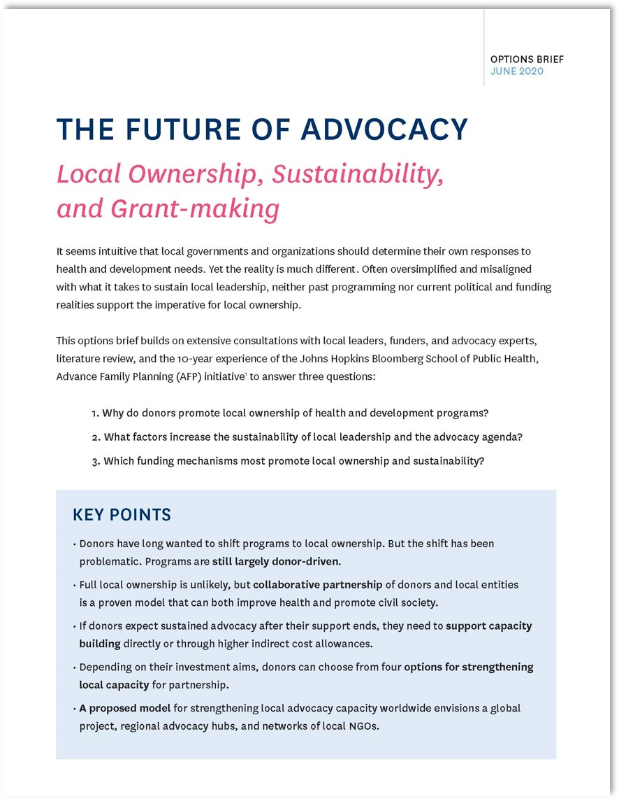 Future of Advocacy options brief cover photo